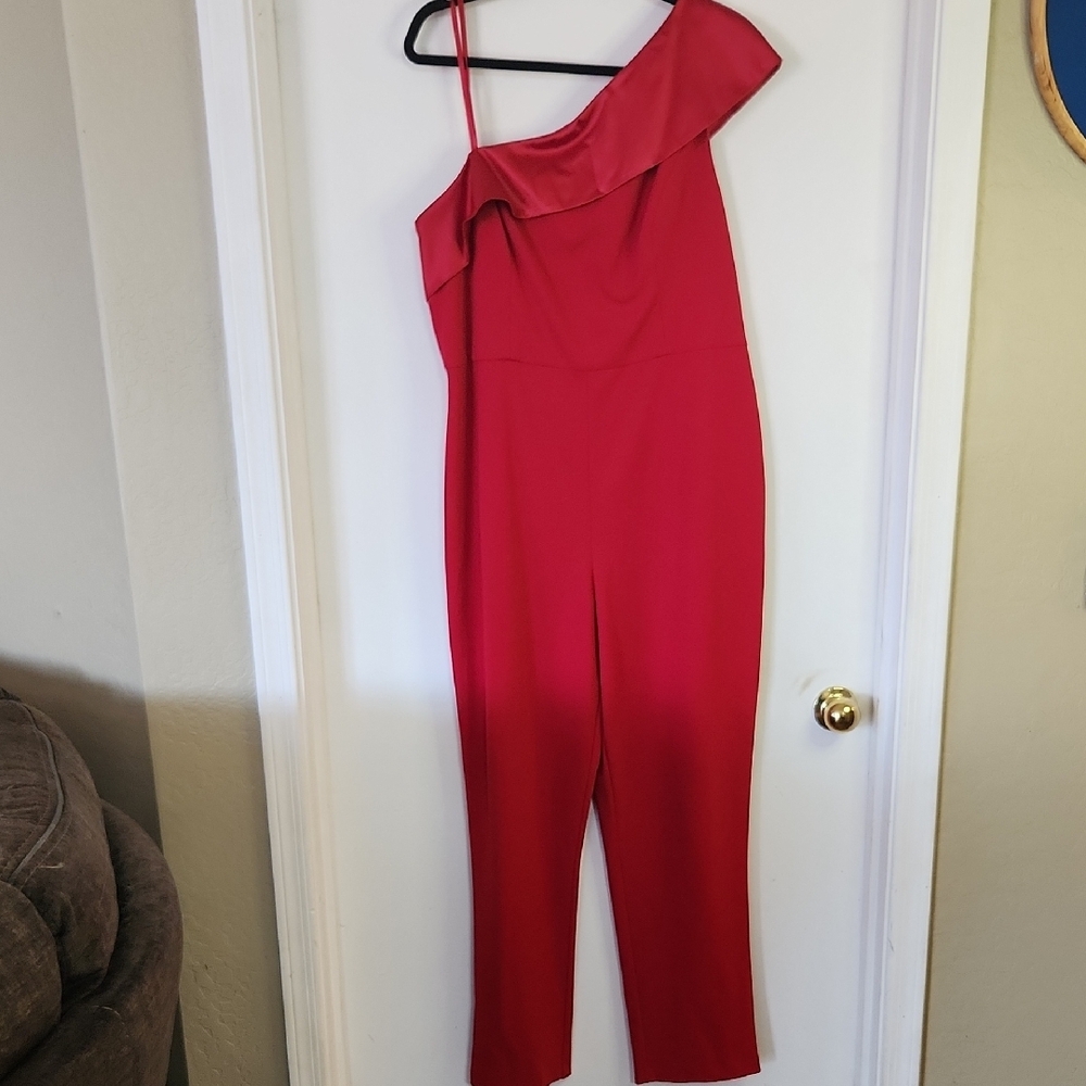 NWT Adrianna Papell Red One Shoulder Jumpsuit